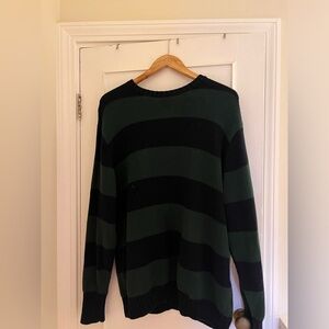 Brandy Melville Navy and Green Striped Sweater
